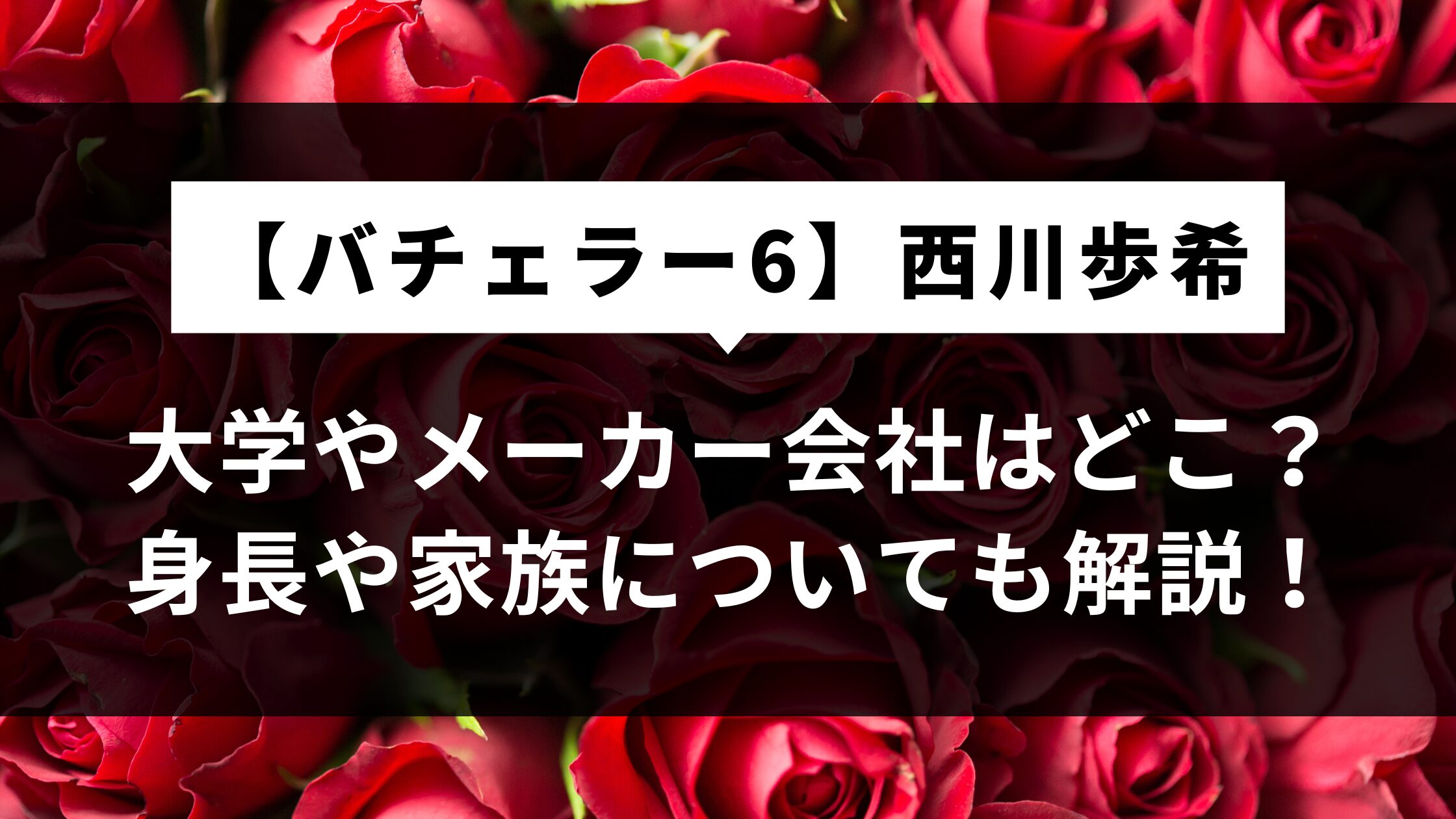 西川歩希の大学やメーカー会社は？身長や家族についても【バチェラー6】