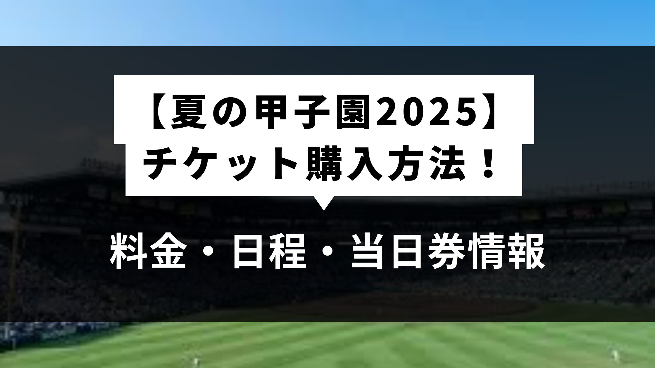【夏の甲子園2025】チケット購入方法！